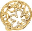 14K Gold Round Natural Diamond Accented Floral Ring – 1mm Stones