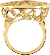 14K Gold Round Natural Diamond Accented Floral Ring – 1mm Stones - view 2