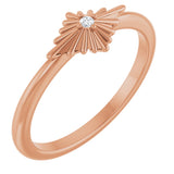 14K Gold Round Natural Diamond Accented Star Ring – 1.5mm Stones - Rose Gold