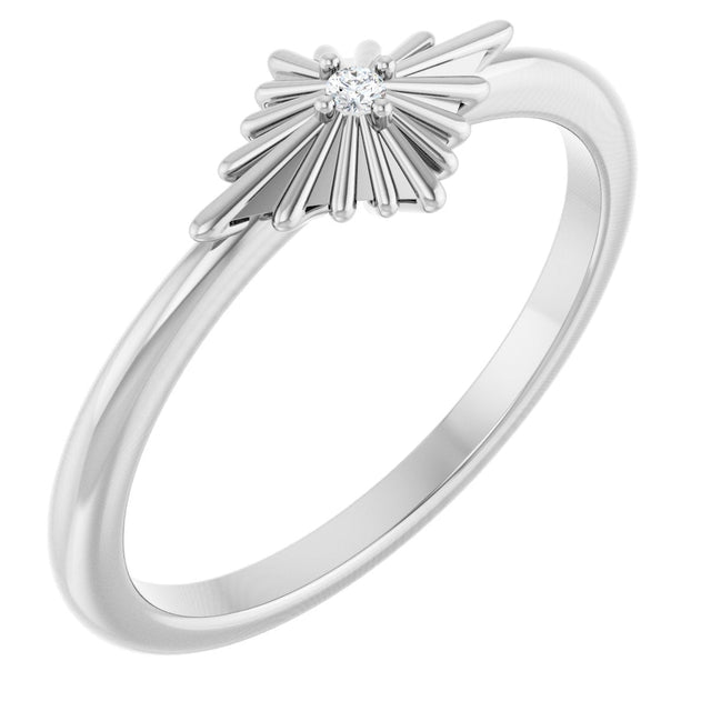 14K Gold Round Natural Diamond Accented Star Ring – 1.5mm Stones - White Gold