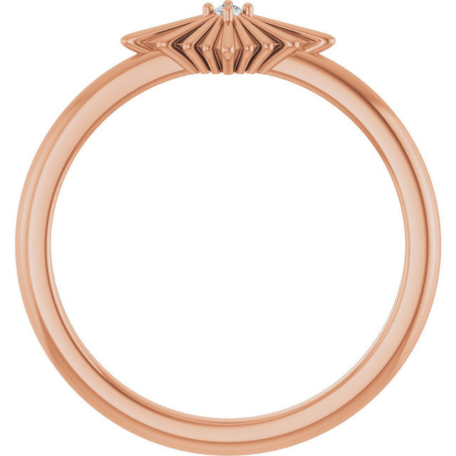 14K Gold Round Natural Diamond Accented Star Ring – 1.5mm Stones - Rose Gold - view 2
