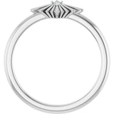 14K Gold Round Natural Diamond Accented Star Ring – 1.5mm Stones - White Gold - view 2