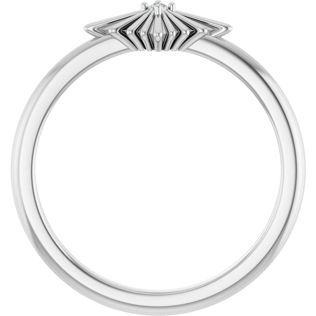 Platinum Round Natural Diamond Accented Star Ring – 1.5mm Stones - view 2