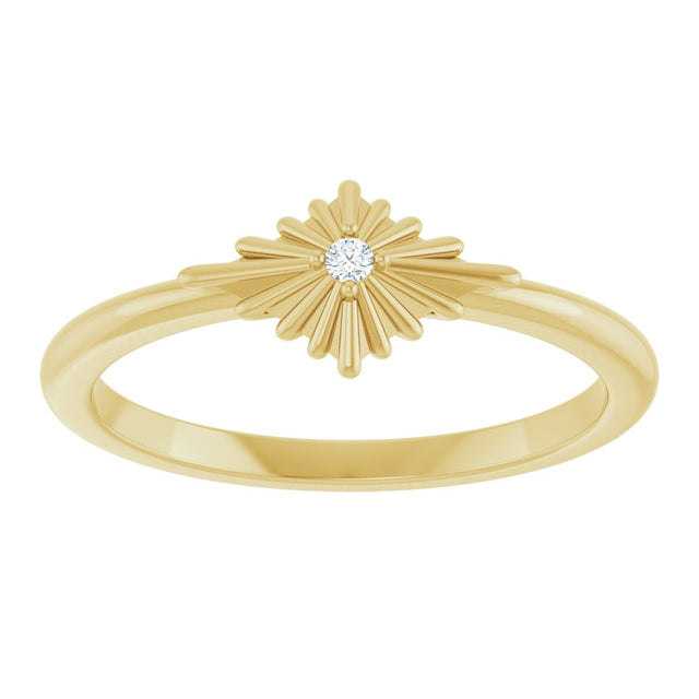 14K Gold Round Natural Diamond Accented Star Ring – 1.5mm Stones - Yellow Gold - view 3