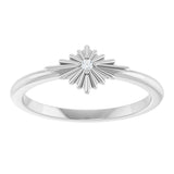 14K Gold Round Natural Diamond Accented Star Ring – 1.5mm Stones - White Gold - view 3