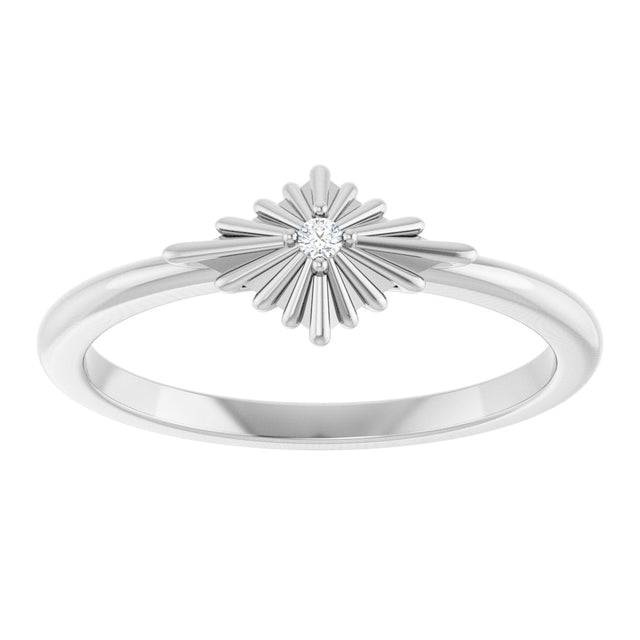 14K Gold Round Natural Diamond Accented Star Ring – 1.5mm Stones - White Gold - view 3