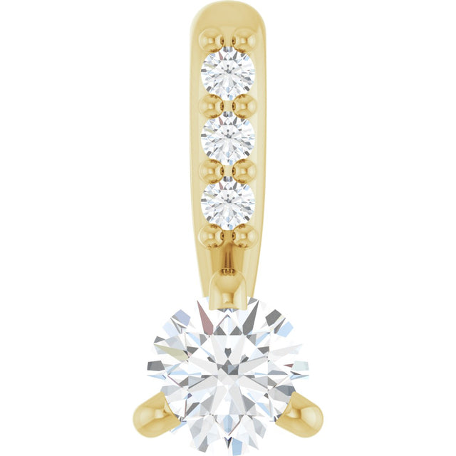 14K Gold Round Natural Diamond Accented Pendant – up to 1/10 CTW - Yellow Gold