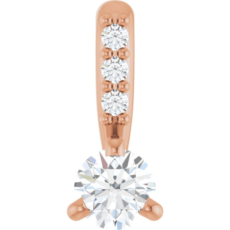 14K Gold Round Natural Diamond Accented Pendant – up to 1/10 CTW - Rose Gold