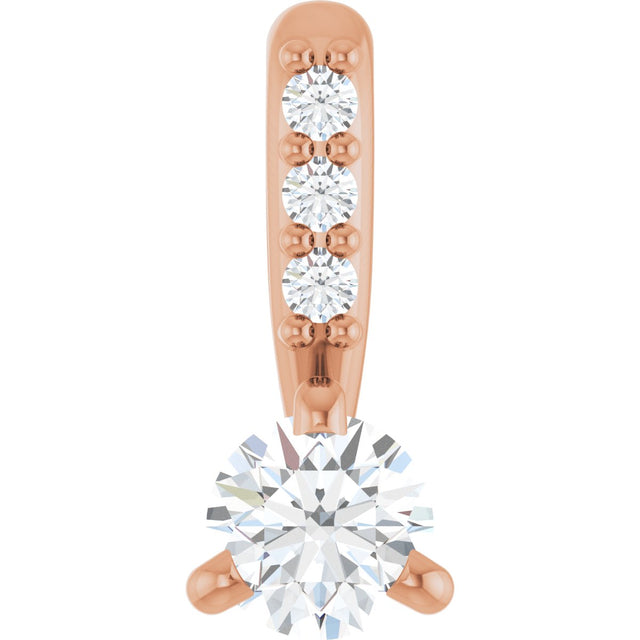 14K Gold Round Natural Diamond Accented Pendant – up to 1/10 CTW - Rose Gold