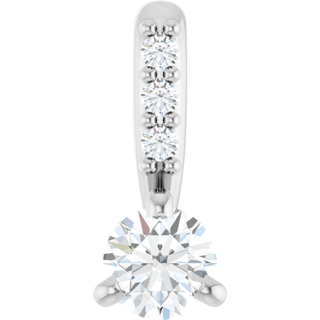 14K Gold Round Natural Diamond Accented Pendant – up to 1/10 CTW - White Gold