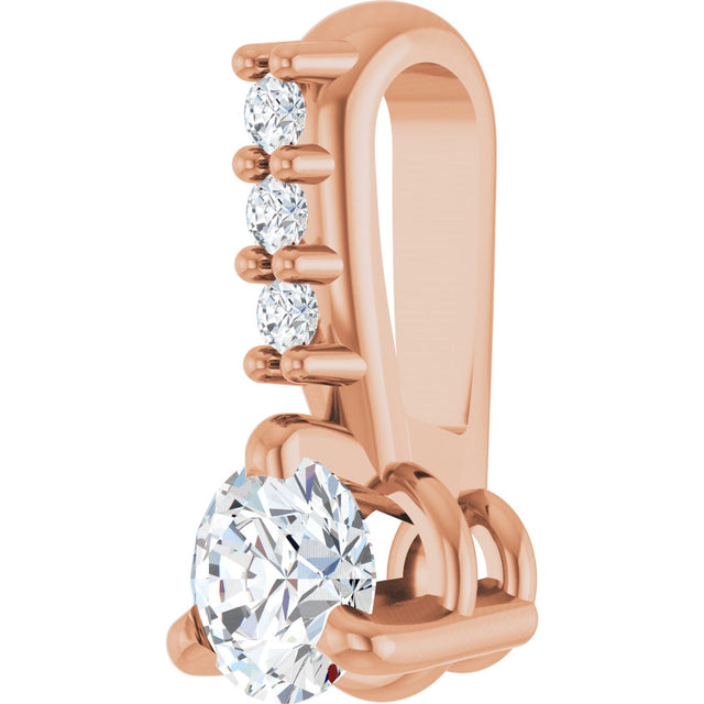 14K Gold Round Natural Diamond Accented Pendant – up to 1/10 CTW - Rose Gold - view 2
