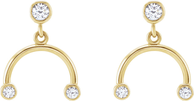 14K Gold Round Natural Diamond Accented Mobile Earrings - Yellow Gold - view 2