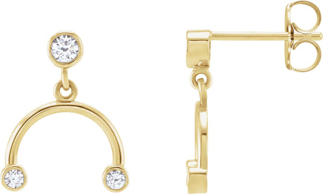 14K Gold Round Natural Diamond Accented Mobile Earrings - Yellow Gold
