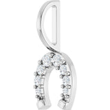 14K Gold Round Natural Diamond Accented Horseshoe Pendant - White Gold - view 2