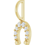 14K Gold Round Natural Diamond Accented Horseshoe Pendant - Yellow Gold - view 2