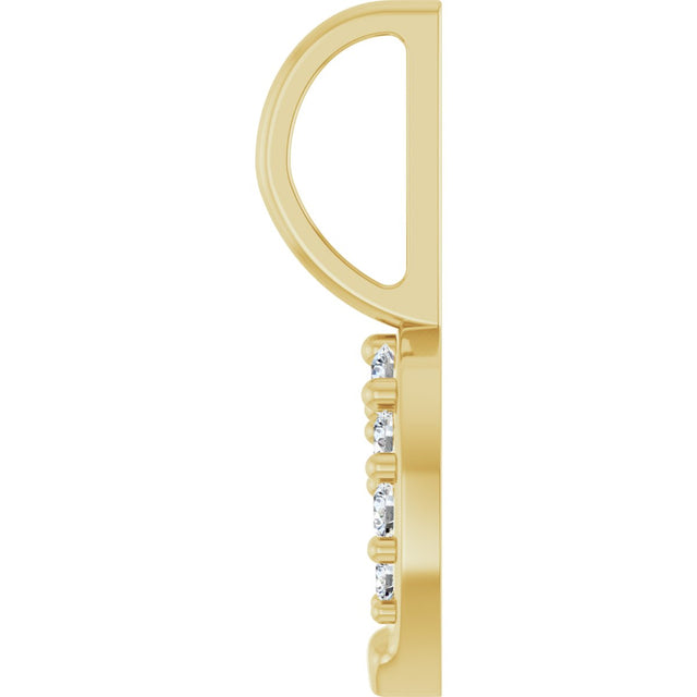 14K Gold Round Natural Diamond Accented Horseshoe Pendant - Yellow Gold - view 3