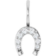 Platinum Round Natural Diamond Accented Horseshoe Pendant