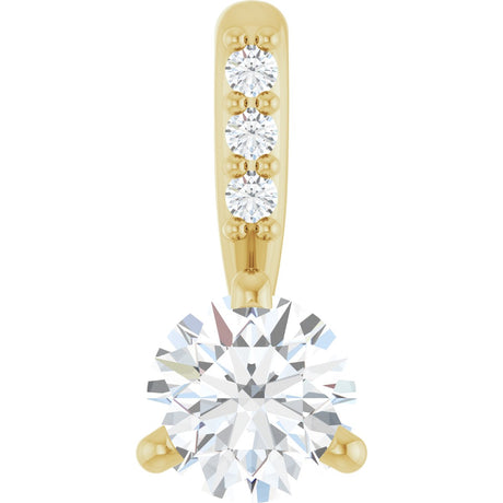 14K Gold Round Natural Diamond Accented Pendant – up to 1/10 CTW - Yellow Gold