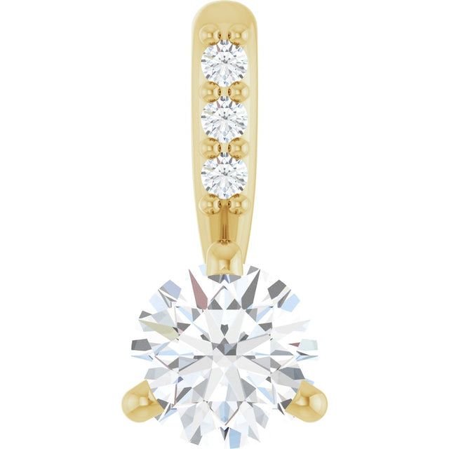 14K Gold Round Natural Diamond Accented Pendant – up to 1/10 CTW - Yellow Gold