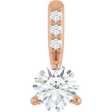 14K Gold Round Natural Diamond Accented Pendant – up to 1/10 CTW - Rose Gold
