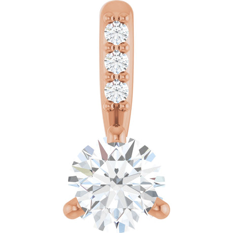 14K Gold Round Natural Diamond Accented Pendant – up to 1/10 CTW - Rose Gold