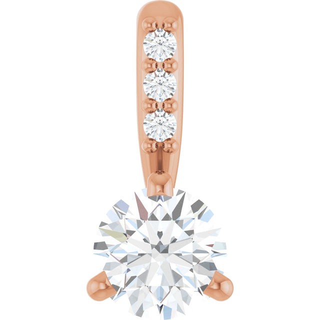 14K Gold Round Natural Diamond Accented Pendant – up to 1/10 CTW - Rose Gold