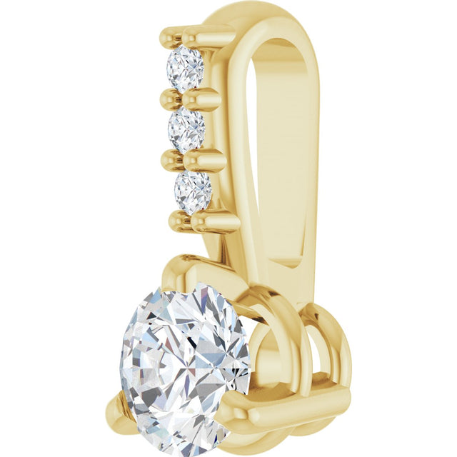 14K Gold Round Natural Diamond Accented Pendant – up to 1/10 CTW - Yellow Gold - view 2