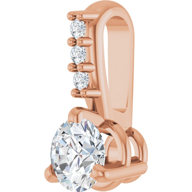 14K Gold Round Natural Diamond Accented Pendant – up to 1/10 CTW - Rose Gold - view 2