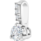 14K Gold Round Natural Diamond Accented Pendant – up to 1/10 CTW - White Gold - view 2