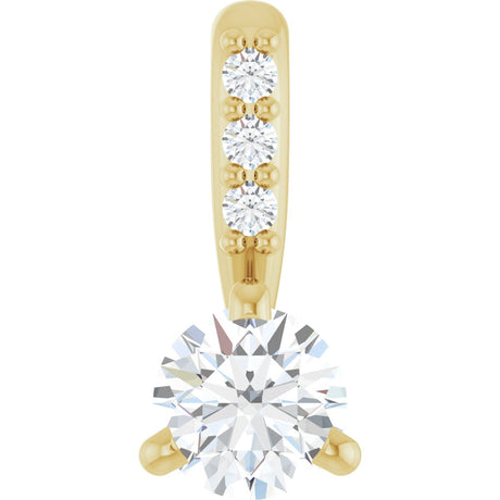 14K Gold Round Natural Diamond Accented Pendant – up to 1/10 CTW - Yellow Gold