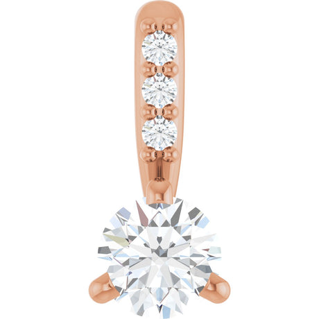 14K Gold Round Natural Diamond Accented Pendant – up to 1/10 CTW - Rose Gold