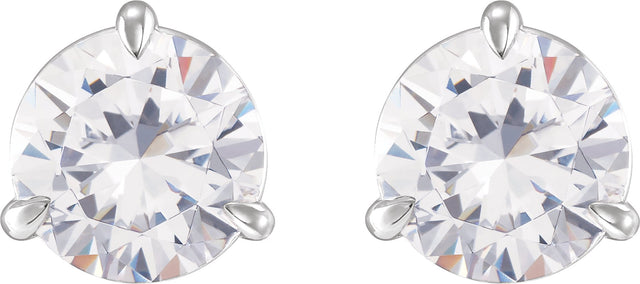 Platinum Natural Diamond Round 3-Prong Pre-Notched Claw Earring - view 2