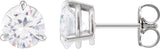 Platinum Natural Diamond Round 3-Prong Pre-Notched Claw Earring
