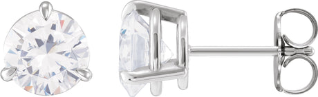Platinum Natural Diamond Round 3-Prong Pre-Notched Claw Earring