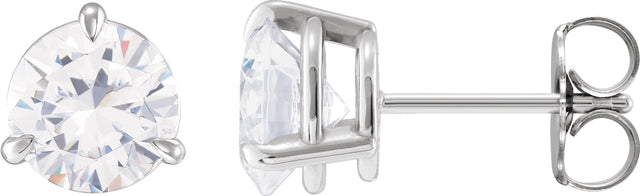 Platinum Natural Diamond Round 3-Prong Pre-Notched Claw Earring
