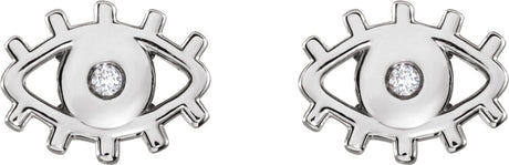 Platinum Round Natural Diamond Evil Eye Earrings - view 2