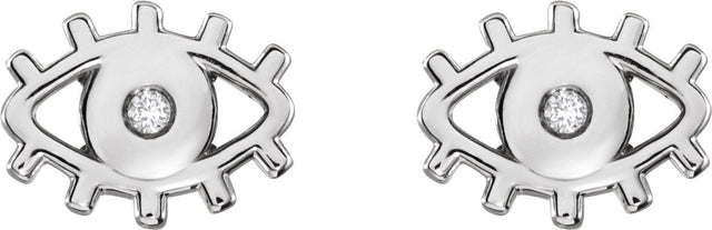 Platinum Round Natural Diamond Evil Eye Earrings - view 2
