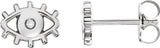 14K Gold Round Natural Diamond Evil Eye Earrings - White Gold