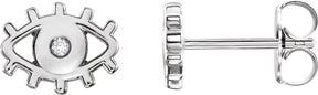 Platinum Round Natural Diamond Evil Eye Earrings