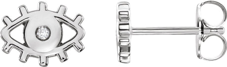 Platinum Round Natural Diamond Evil Eye Earrings