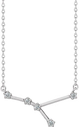 14K Gold Round Natural Diamond Constellation Zodiac Necklace - White Gold - view 2