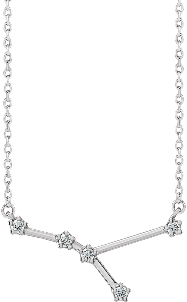 14K Gold Round Natural Diamond Constellation Zodiac Necklace - White Gold - view 2