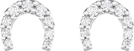 Platinum Round Natural Diamond Horseshoe Earrings - view 2