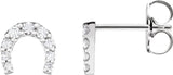Platinum Round Natural Diamond Horseshoe Earrings