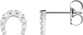 Platinum Round Natural Diamond Horseshoe Earrings