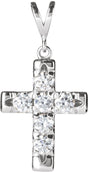 Platinum Round Natural Diamond French-Set Cross Necklace or Pendant – up to 1/2 CTW