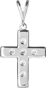 Platinum Round Natural Diamond French-Set Cross Necklace or Pendant – up to 1/2 CTW - view 3
