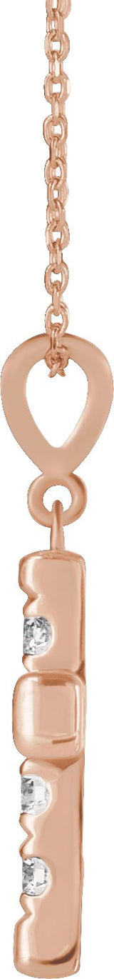 14K Gold Round Natural Diamond French-Set Cross Necklace or Pendant – up to 1/2 CTW - Rose Gold