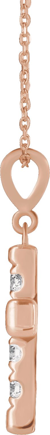 14K Gold Round Natural Diamond French-Set Cross Necklace or Pendant – up to 1/2 CTW - Rose Gold