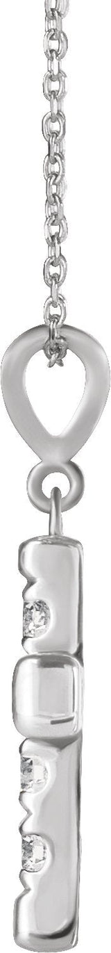 14K Gold Round Natural Diamond French-Set Cross Necklace or Pendant – up to 1/2 CTW - White Gold - view 3